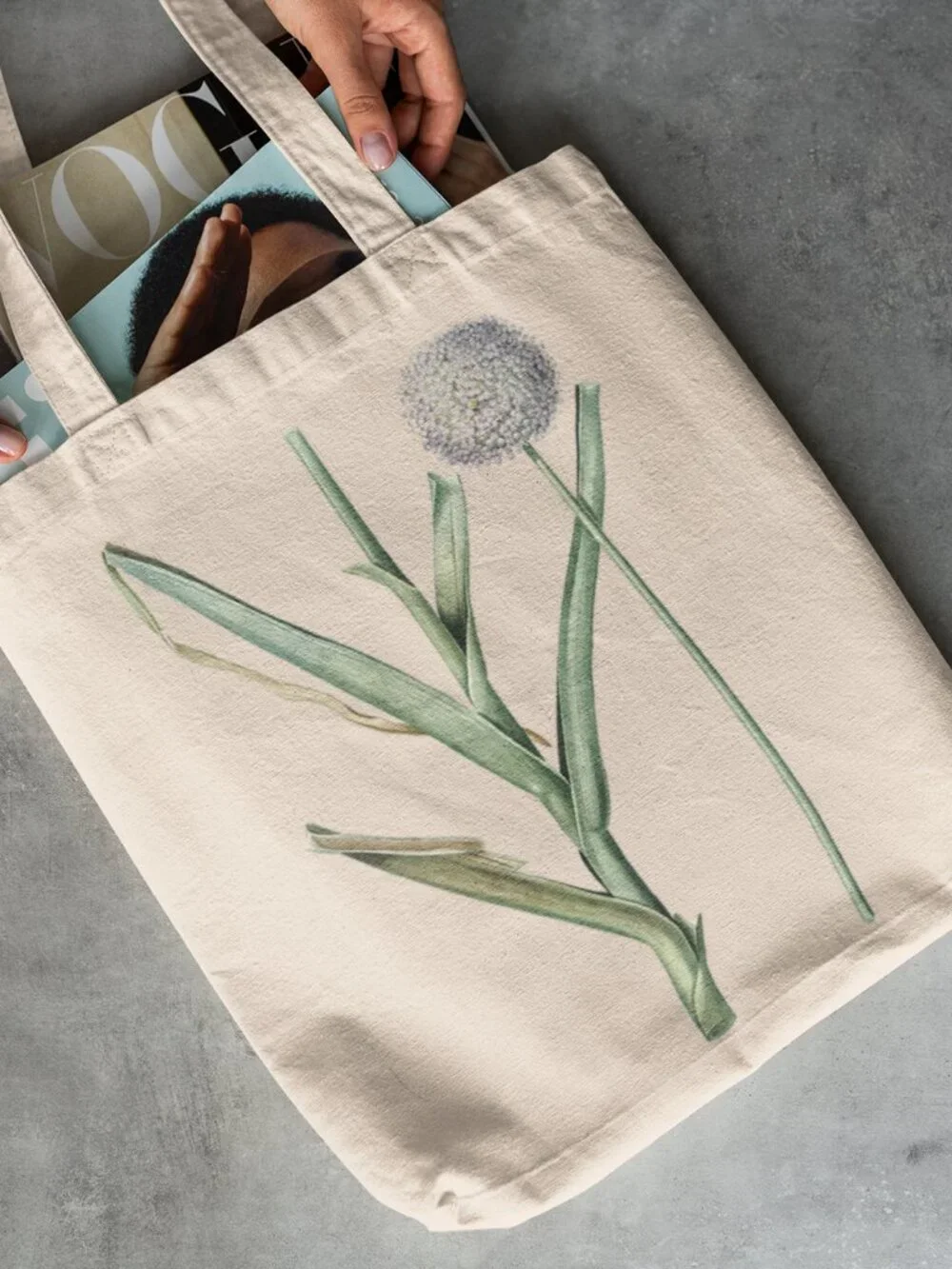 Wild Leek Vintage Floral Print Graphic Canvas Tote Bag